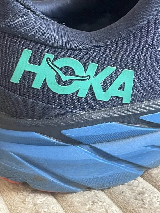 Hoka Men's Navy Running Shoes with Teal Logo and Light Blue Midsole Size 10.5 - Picture 6 of 10